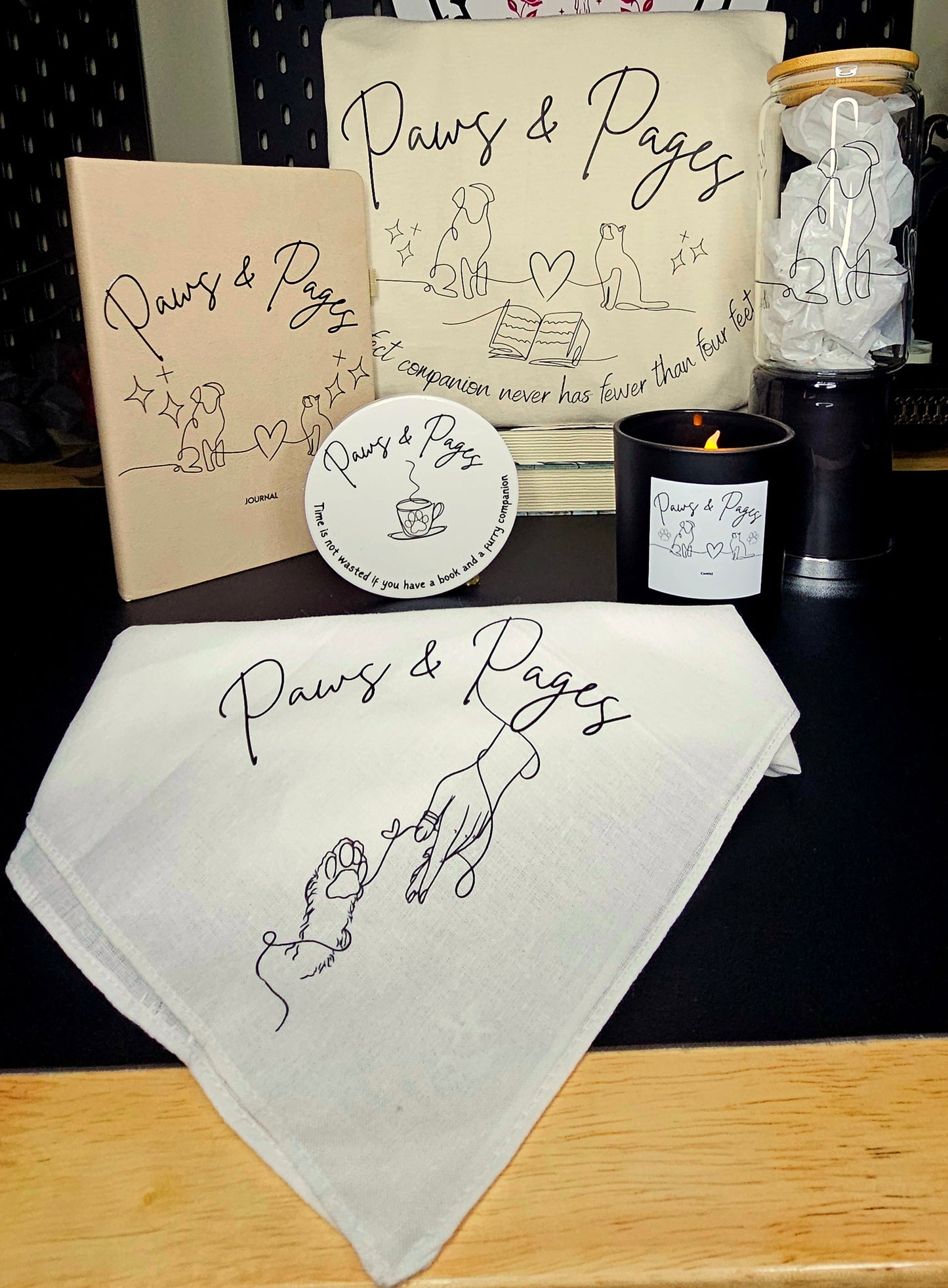 Book Lover Gift Set - Apparel, Candle & Journal Bundle (Paws & Pages)